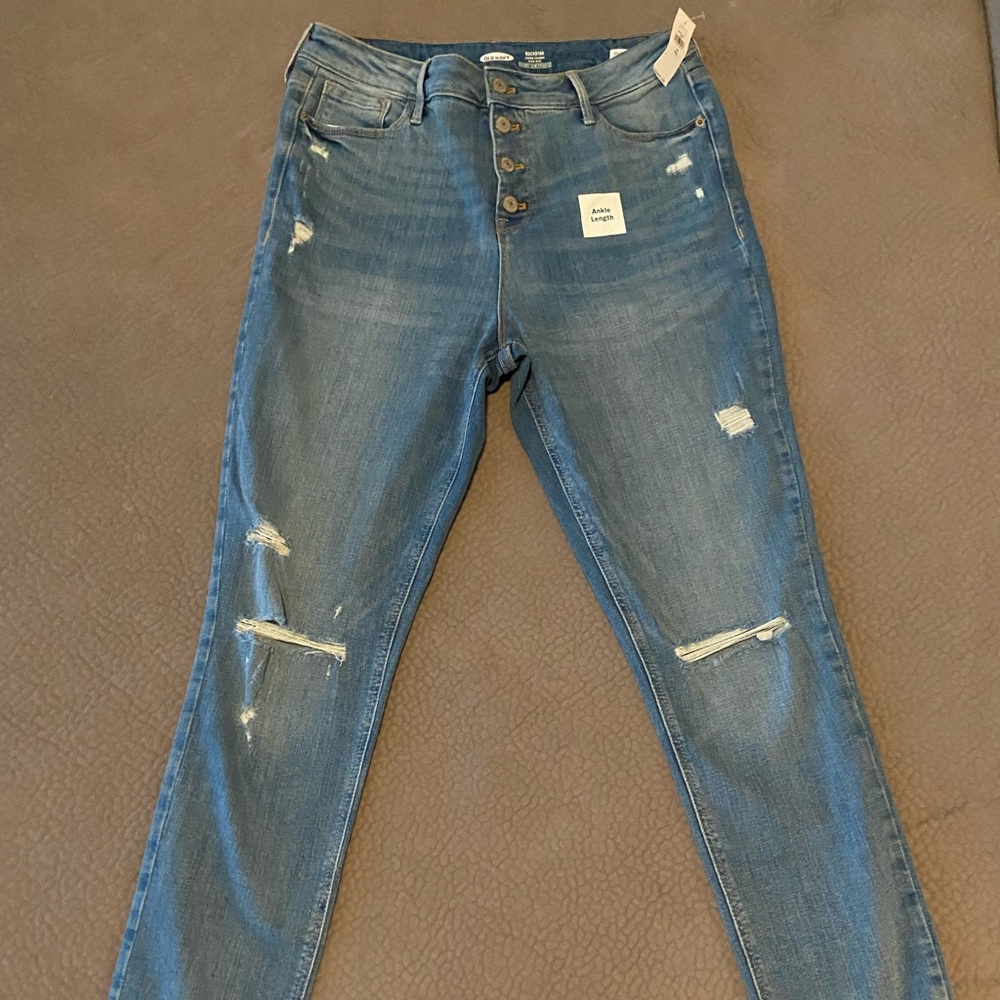 old navy supper skinny high rise ankle length light blue jeans